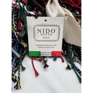 NIDO NOTTE ITALIA Red & Grey Tartan Plaid Throw Blanket Shawl Table Scarf MWT